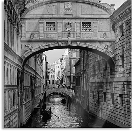 Pixxprint Glasbild, Wandbild auf Echtglas, Romantischer Kanal in Venedig, 60x60 cm, inkl. Aufhängung und Abstandshalter