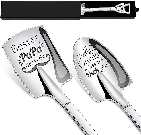 2 Stück Bester Papa Geschenke Löffel mit Gravur Bester Papa Der Welt, Eislöffel Dessertlöffel Vatertagsgeschenke Geburtstagsgeschenk für Papa/Vater, Papa Geschenk Geburtstag Vatertag von Kindern