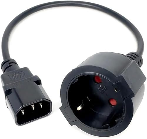 USV-Kabelstecker Schuko-Buchse Bypass Schwarz Schwarz für unterbrechungsfreie Stromversorgung Konverter Adapter Kurzstecker für Desktop-PC und Drucker Buchse Stecker Kabel platzsparend