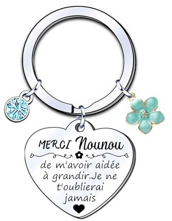 YJYJZX Porte clés Nounou Bijoux Cadeaux Merci nounou,Cadeau Noël Nounou,Anniversaire cadeau de fin d'année porte-clés