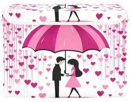 JUMBEAR Contenitori pieghevoli per San Valentino, coppie, con coperchio, in tessuto, per camera da letto, ufficio