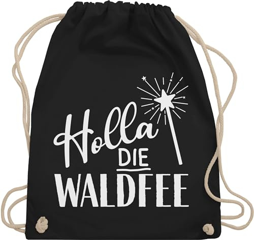 Turnbeutel Rucksack - Karneval & Fasching - Taschen - Holla die Waldfee | Waldfee Kostüm - Unisize - Schwarz - stoffrucksack karnevalsbeutel faschings fee beuteltasche karnevals karnevalstasche