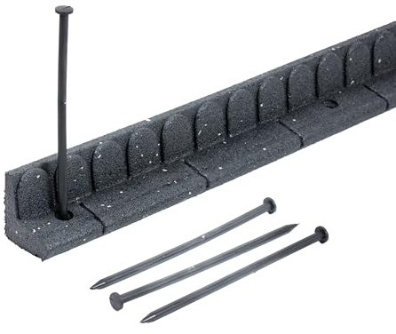 Nicoman Lawnmover Friendly Garden Border 4-ft Rubber Landscape Grass Lawn Mower Edging Section 120cm, Grey, Pack of 1