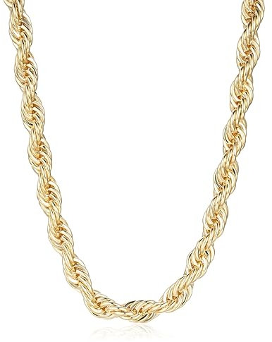 THE BLING KING 12mm Gold-Plated Rope Chain Necklace: Luxury Replica, 30 Length, Heavy-Duty Clasp