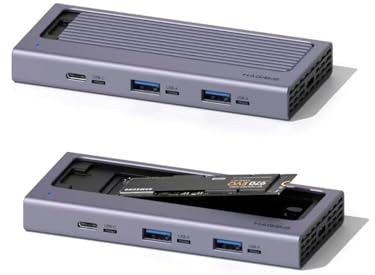 Hagibis USB C Hub mit M.2 NVMe SATA SSD Gehäuse Magnetisch 10Gbps Aluminium | USB-C Hub mit integriertem M.2 NVMe SSD-Gehäuse für schnellen Datentransfer bis 10Gbps und mehr Speicher unterwegs.
