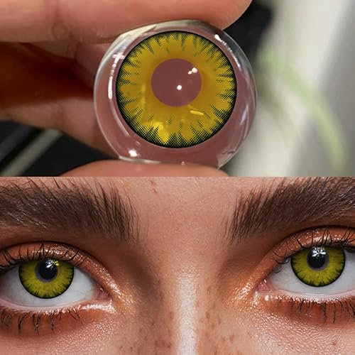 Halloween Kontaktlinsen - gelbe Strahlkraft Kontaktlinsen mit schwarzem Rand - Kontaktlinsen Halloween ohne Stärke