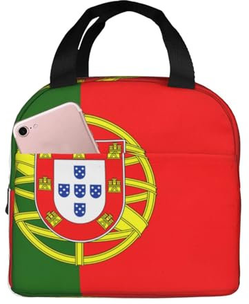 WURTON Lunchtasche mit portugiesischer Flagge, Lunchbox, Tragetasche hält Lebensmittel stundenlang warm/kalt für Strand und Reisen im Freien