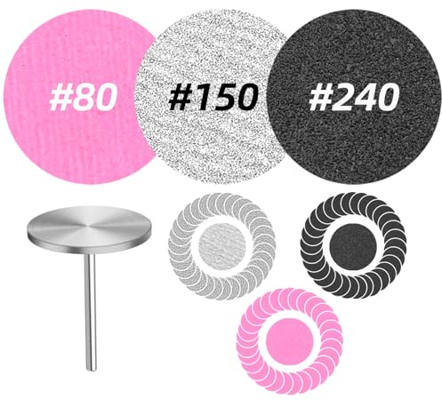 60 Pcs Sanding Discs with Metal Nail Drill Bit | 3 Grits (#80/150/240) 25mm Replacement Sandpaper Pads for Electric Callus Remover, Nail Drill Machine, Manicure & Pedicure Tools