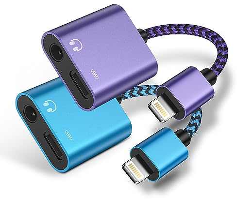 Gaef Lightning auf Klinke Adapter und Laden 2 in 1, 2 Pack iPhone Kopfhörer Adapter [MFi Zertifiziert], iPhone Aux Adapter 3.5mm Audio Kopfhörer & Laden Splitter für iPhone 14/13/12/11/X/XS/XR/8