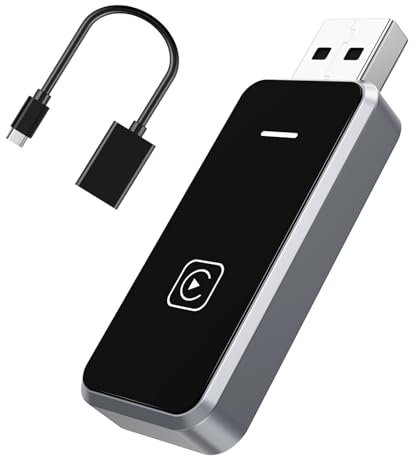 Vinmooog Adattatore 2 in 1 Carplay Wireless e Android Auto - Converte da Cablato a Wireless - USB A/C, WIFI/BT - Supporta iOS 10+ e Android 11+