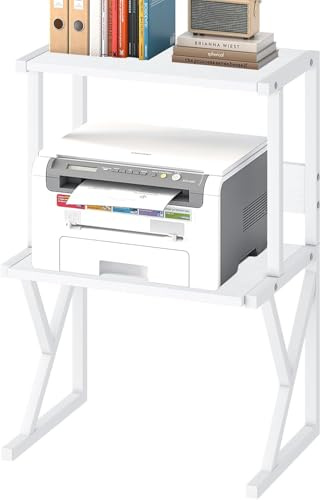 Soporte de impresora de escritorio de 3 niveles, mesa de impresora, estante organizador de almacenamiento de mesa de oficina en casa, almacenamiento y organización multiusos, soporte de impresora de