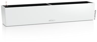 Lechuza - Macetero Balconera Color 100 Blanco, Jardinera para balcón con Sistema de riego, indicador de Nivel de Agua e Inserto, Superficie Mate, 99 x 19 x 19 cm, 15919