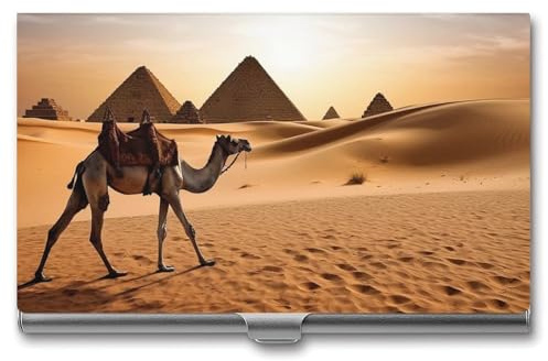 QMNVBDS Camel Desert Visitenkartenetui Slim Visitenkartenetui für Damen Herren Metall Visitenkartenbox Visitenkartenetui für Tasche Geldbörse Kleine Visitenkartenetui Einheitsgröße, Stil: