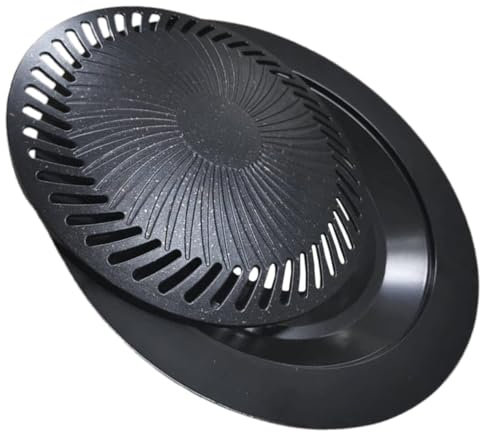 FUNOMOCYA Outdoor Grillpfanne Aus Aluminium Bratpfanne Für Camping Grillzubehör Mit Antihaftbeschichtung Runde Platte Für Gleichmäßiges Garen Leicht Und Tragbar Für Outdoor-aktivitäten
