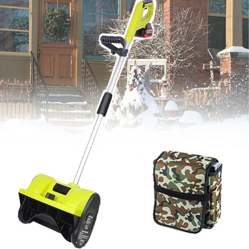 Snöröjningsskyffel,Elektrisk Push snöslunga, Snöplog med justerbar riktning, Sladdlös snöskyffel med 2 batterier och laddare