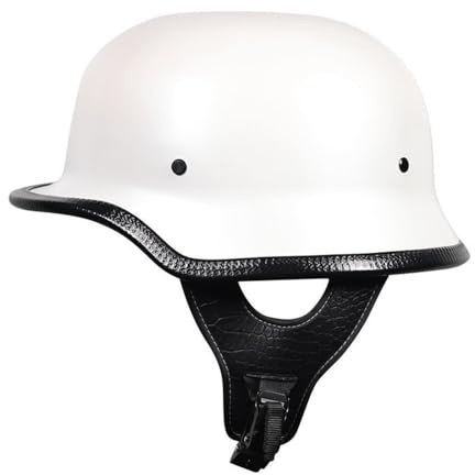Retro German Style Skull Cap Motorcycle Half Helmet Lightweight Open Face Half Shell Helmet Adult Men Women Vintage Scooter Moped Cruiser Chopper V Motorbike Helmet DOT Approved(E,Medium)