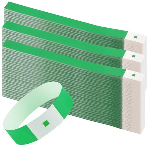 MUKSUET 1000 Pcs Waterproof Neon Green Paper Wristbands, Event Bands, Tamper-Proof Festival Bracelets, Party Bands Entrance Wristbands for Music, Festival, Contest