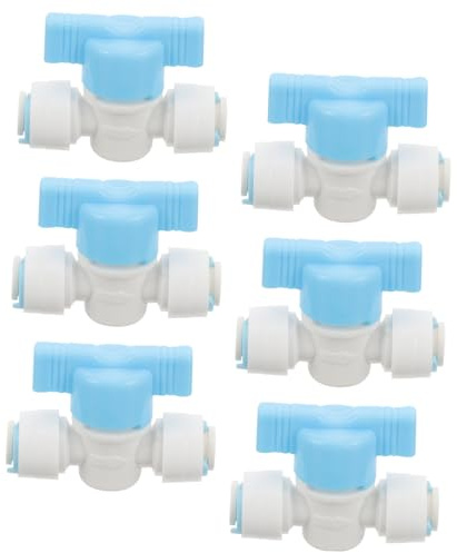 HYTROVE 6pcs Quick Connect Ball Valve White Water Shut Off Valve Plastic Fitting for Water Purifier System Toilet Use