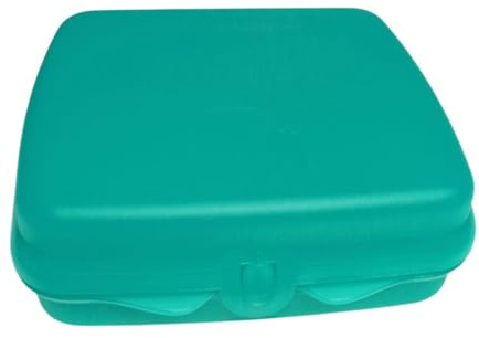 Tupperware Sandwich-Box Brotdose türkis | Quadratische Aufbewahrungsbox mit Scharnier & Verriegelung | Lunchbox für Sandwiches, Pausenbrot & Snacks | BPA-frei