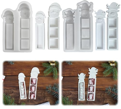 4 Stück Silikonformen Gießformen Weihnachten, Weihnachtsmann Silikonform Geldgeschenk Elch Silikonform Weihnachten Gießformen Silikon Gießform Weihnachten Giessformen Silikon Pralinenschachtel (AB)