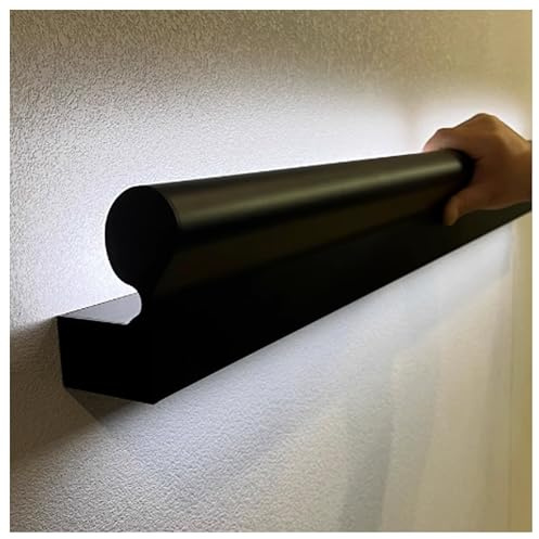 Led Luminous Staircase handrail Aluminum Alloy handrail Light Wall Mount Staircase Railing for Indoor Outdoor(Black,100cm(Left))