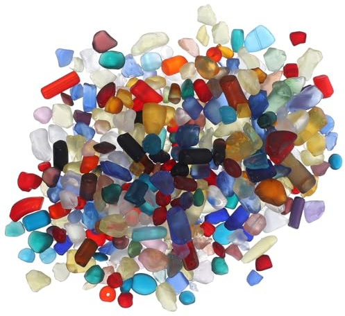 BAZEITFLOW Aquarienkies 0,5 Kg Farbiger Polierter Dekokies aus Naturfarbenem Glas Formstabiler Aquarium Dekostein für Fischbecken und Garnelenlandschaften