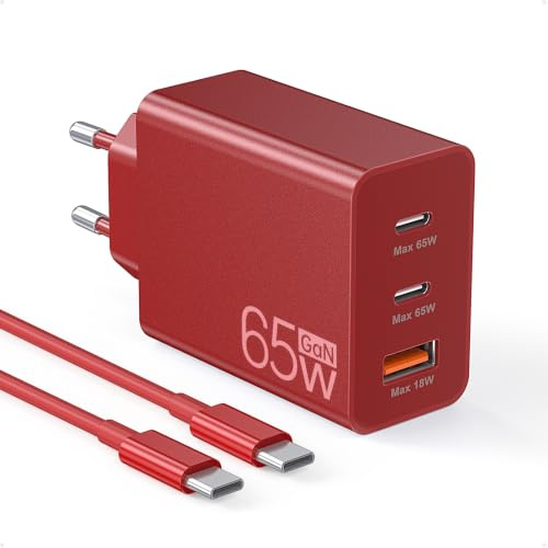 Anykon 65W USB C Ladegerät, 3-IN-1 USB Schnellladegerät mit 2M Ladekabel, Netzteil USB C für MacBook Air Pro M1/M2,iPhone 17 Pro Max/16/15/14/13,Switch,Galaxy S24 Ultra/S23/S22,Tablet, Handys usw