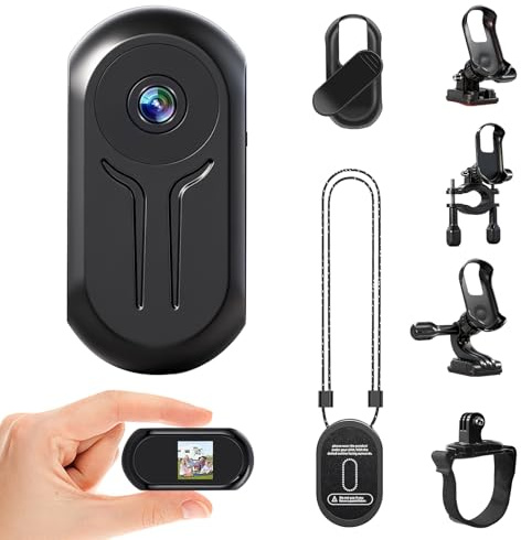 pokurui Mini Action Kamera,1080P HD Mini Bodycam | 360 ° Tragbare Action Cam, Magnetisches Schlüsselband Automatischem Nachtsichtmodus, Actionkamera ,für Fahrrad/Motorrad