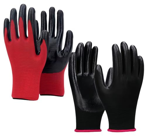 Nexaflow 2 Paires Gants de Travail Homme,outils de jardin,avec Revêtement Caoutchouc Antidérapant, Gant Manutention Respirant pour Travaux Extérieurs