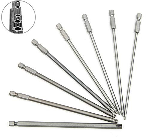 JTENG 8 Stück 150mm Torx Bits Schraubendreher Set Extra lang und magnetisch T8-T40 1/4 Zoll Sechskant Schaft Elektrische Schraubendreher Werkzeuge