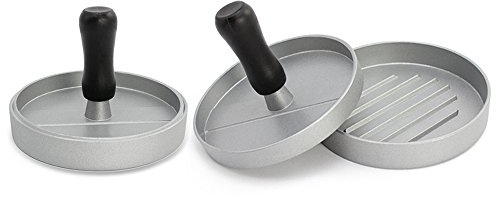 com-four® 2x Burgerpresse, Hamburgerpresse Set aus Aluguss für leckere | Patties - BBQ - Burger Presse mit Antihaftbeschichtung