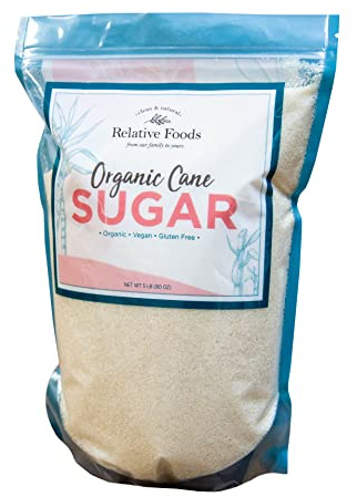 Organic Cane Sugar Crystals (5lb sugar packet) - Preservative & bone-char free, vegan food sugar substitute, gluten free, Non-GMO, fine natural sugar sweetener for cooking, beverages, & more