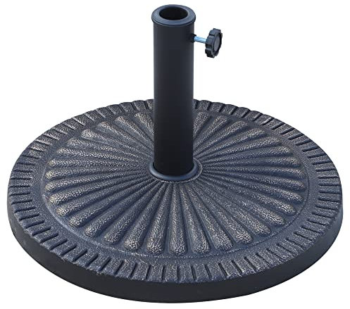 Outsunny Base per Ombrellone Diametro 3,8-4,8cm Motivo Floreale con Manopola Peso 15KG da Giardino Resina 49x32cm