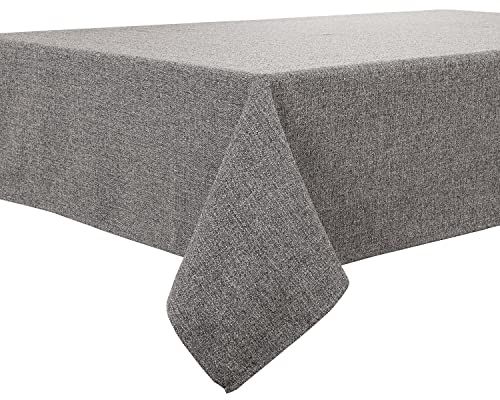 Tischdecke in Grau 145 x 300 cm, wasserabweisend, mit Leinenoptik | Rechteckig, bügelfrei, waschbar, Restaurant, Küche, Esstisch, Party, Outdoor, Dekorativ, Weihnachten, Neujahr, Café, Garten