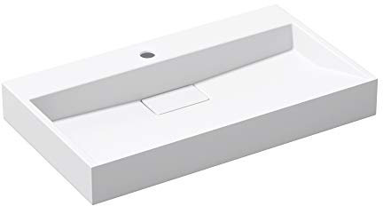 doporro Waschbecken Aufsatzwaschbecken Mineralguss Hängewaschbecken mit Nano-Beschichtung inkl. Ablaufgarnitur Col19