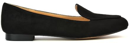 ESSEX GLAM Womens Flat Slip On Loafers Shoes Ladies Mocassins Slippers Ballet Black Faux Suede Pumps Size 6