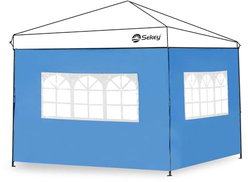 Sekey Lot de 2 parois latérales pour tonnelle, 3 x 3 m, imperméables, résistantes à l'hiver, parois latérales, pour tonnelle, Tente de réception, Tente de Jardin, 1 fenêtre, 1 Porte, Gris (Bleu, 2