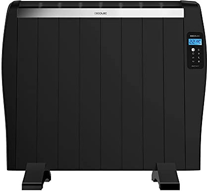 Cecotec Radiador Eléctrico Bajo Consumo ReadyWarm 1800 Thermal Black. 8 Elementos, 1200 W, De Pared o de Pie, Temporizador, Mando a Distancia, Pantalla LCD, 15 m2