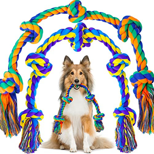 XL Indestructible Dog Toys for Aggressive Chewers Large Breed, Durable Dog Chew Toy, Large Dog Toys for Large Dogs Safe and Long Lasting Puppy Teething Chew Toys, Cotton Dog Rope Toys for Medium Dogs