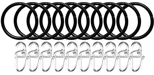 40er Set Ø 35/40 mm Gardinenringe Schwarz mit Faltenlegehaken »Köln« Gardinenstange, 2021192set
