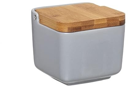 Salero Cocina Ceramica con Tapa Madera para Cocina Factory - Gris - 700 ml