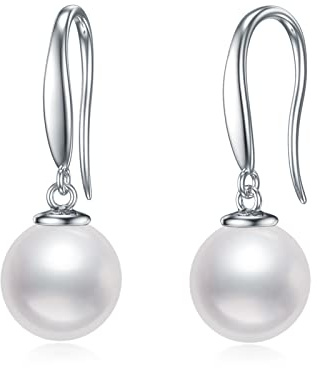 VONALA Perlen Hängend Ohrringe 925 Sterling Silber Weiße Perle Baumeln Elegant Minimalistisch Hochzeit Schmuck für Damen Frauen