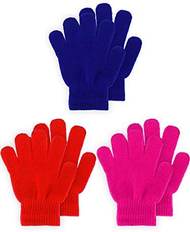 Geyoga 3 Paar Winter Kinder Handschuhe | Elastische Fäustlinge für Kinder, Gestrickte Strickhandschuhe, Für Winter Wärme und Komfort