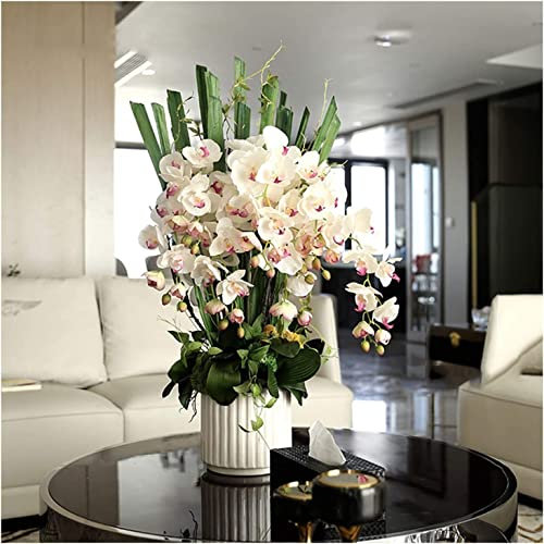 HRTC Klassische Faux-Orchideen, botanische Seide, künstliche Phalaenopsis-Blumen, Blumen-Bonsai, künstliche Blumen, Zuhause, Büro, Dekoration