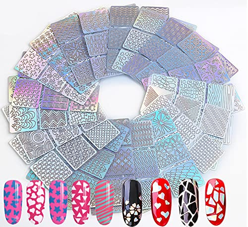144 Pcs Reusable Nail Stencils & Vinyls Kit, Nail Art Stickers for DIY with Floral, Geometric, Lace Patterns | Hollow Out Design Decoration for Coffin, Almond Nails