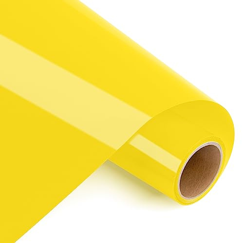 Prime Vinyl Heat Transfer Vinyl 12 x 4ft Iron On Vinyl for T-Shirts, Yellow HTV for all Cutting Machines, Heat Press Vinyl for Clothes, Hats, Pants, Other Fabrics
