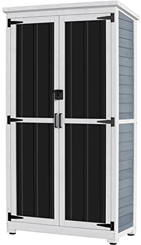 GDLF Outdoor Storage Cabinet Wood & Metal Garden Shed with Waterproof Roof and Sturdy Lockable Doors 66