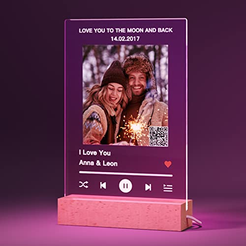 Bemaystar Placa Personalizada de Spotify en Colores - Regalos Personalizados para Hombre Mujer, Regalo Pareja, Metacrilato de 15 x 22 cm
