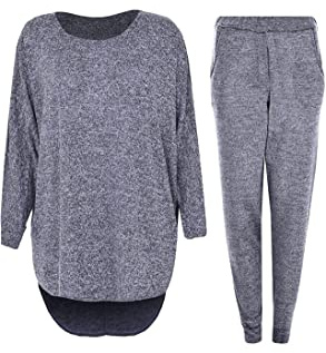 Umbrella Clothing Women 2 Piece Tracksuit Joggers High Low Top and Bottoms Casual Loungewear Knitted Outfit (as8, numeric, numeric_12, numeric_14, regular, regular, Charcoal)