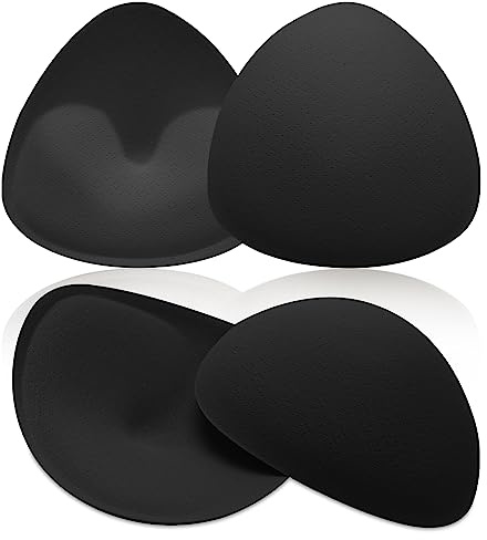 WLLHYF Inserti per reggiseno, 2 paia di cuscinetti per reggiseno, coppe di ricambio con bordo cucito, rimovibili e lavabili, coppe sportive per donne e ragazze, reggiseno bikini (nero), nero, Taglia